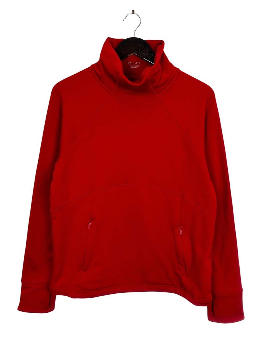 Athleta Polartec Funnel Neck Sweatshirt Decadent Red Size Small